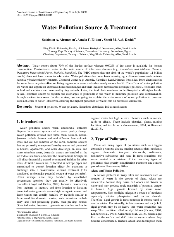 (PDF) Water Pollution Source & Treatment Sherif Keshk Academia.edu