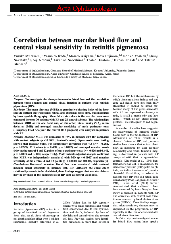 (PDF) Correlation between macular blood flow and central visual ...