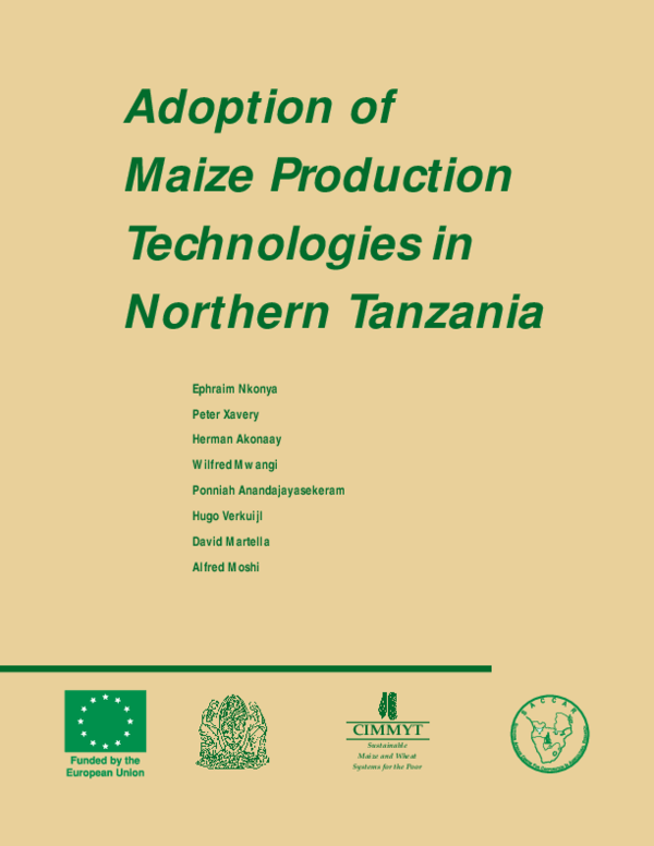 (PDF) Adoption of maize production technologies in Southern Tanzania