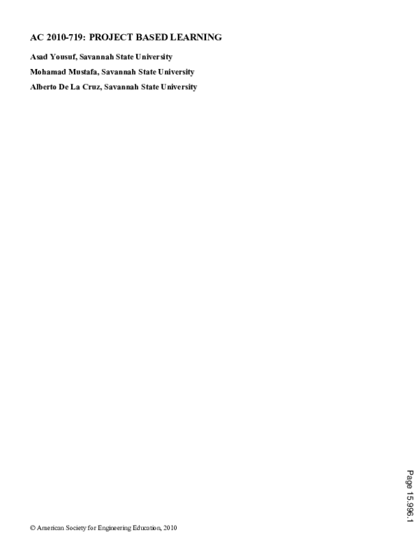 (PDF) Project Based Learning
