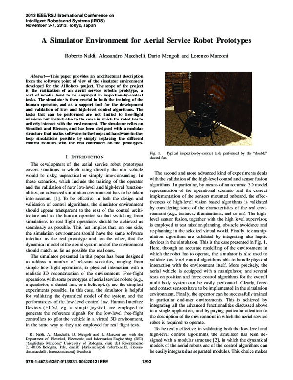 (PDF) A simulator environment for aerial service robot prototypes