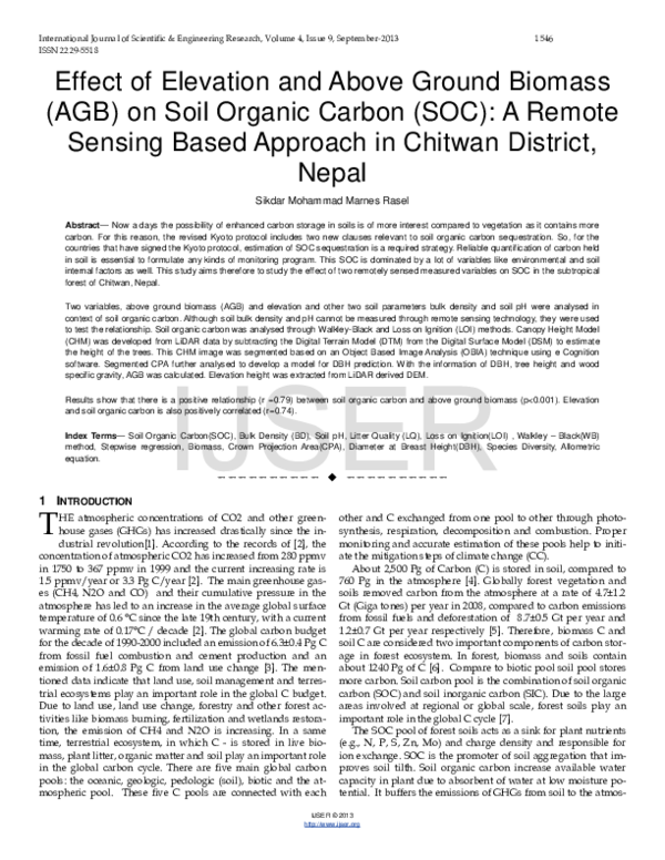 (PDF) Effect of Elevation and Above Ground Biomass (AGB) on Soil ...