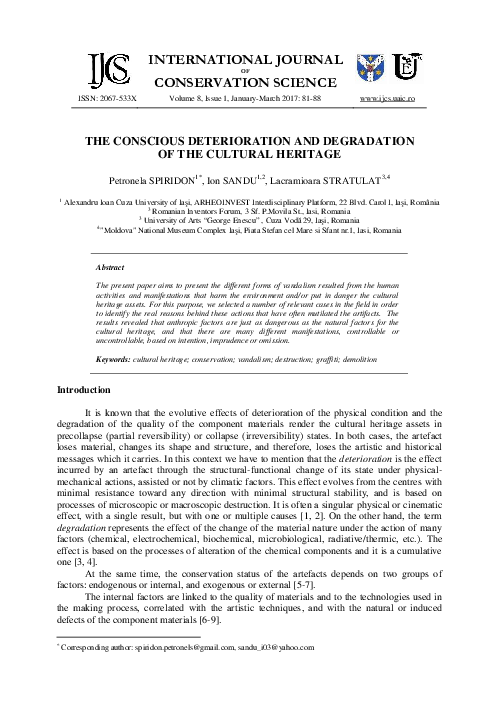 (PDF) The Conscious Deterioration and Degradation of the Cultural Heritage