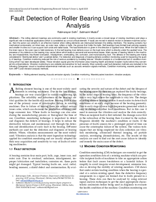 (PDF) Fault Detection of Roller Bearing Using Vibration Analysis