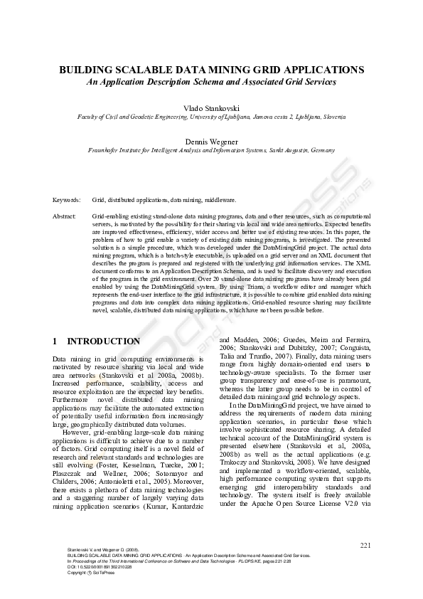 (PDF) BUILDING SCALABLE DATA MINING GRID APPLICATIONS - An Application ...