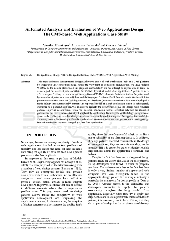 (PDF) Automated Analysis and Evaluation of Web Applications Design: The ...