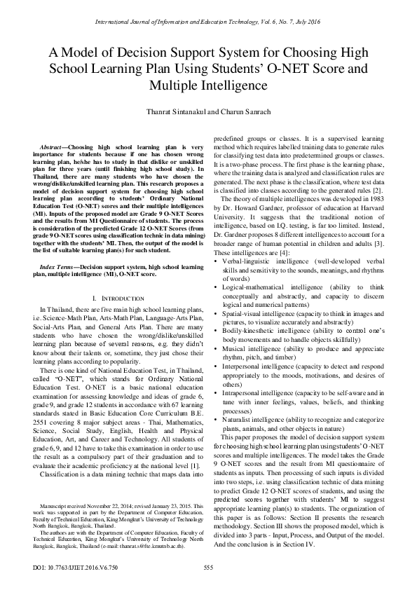 (PDF) A Model of Decision Support System for Choosing High School ...