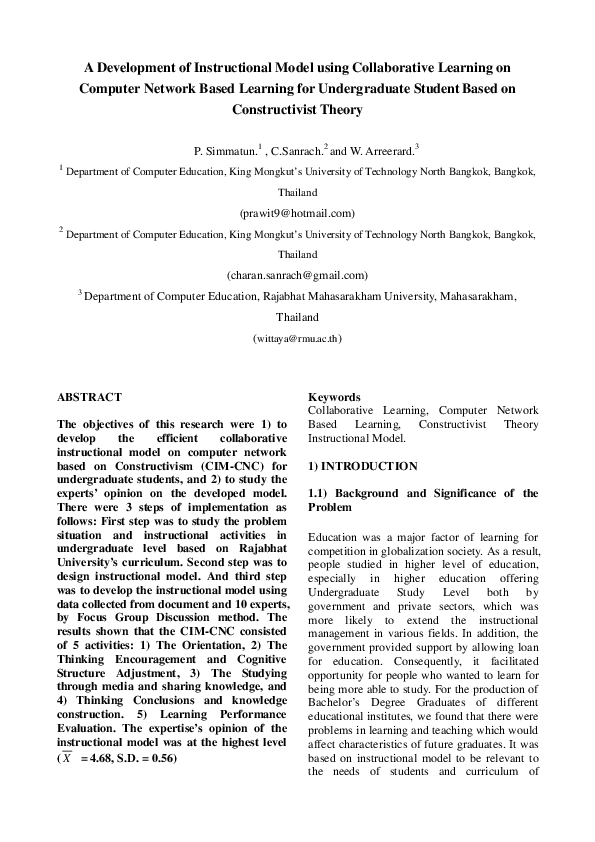 (PDF) A Development of Instructional Model using Collaborative Learning ...