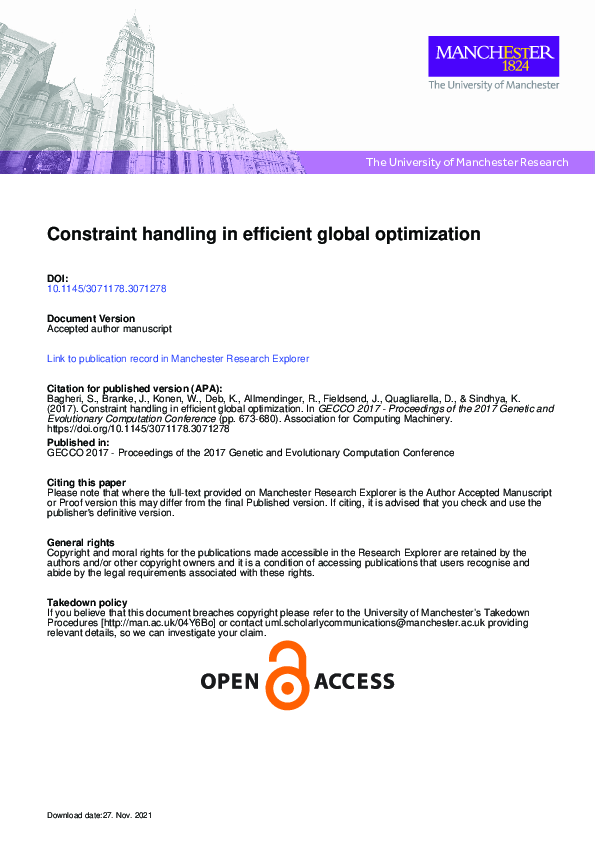 (PDF) Constraint handling in efficient global optimization