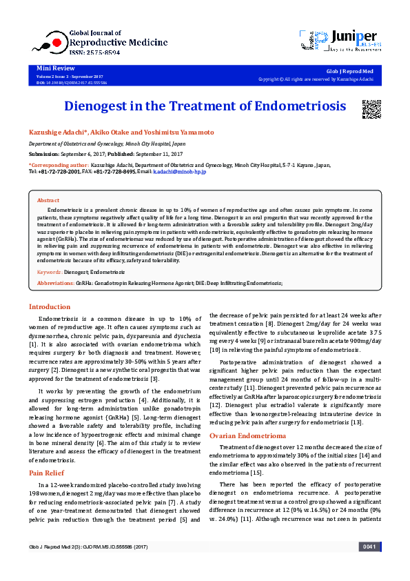 (PDF) Dienogest in the Treatment of Endometriosis
