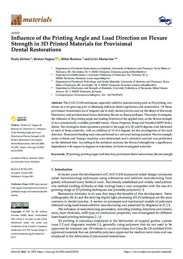 (PDF) Influence of the Printing Angle and Load Direction on Flexure ...