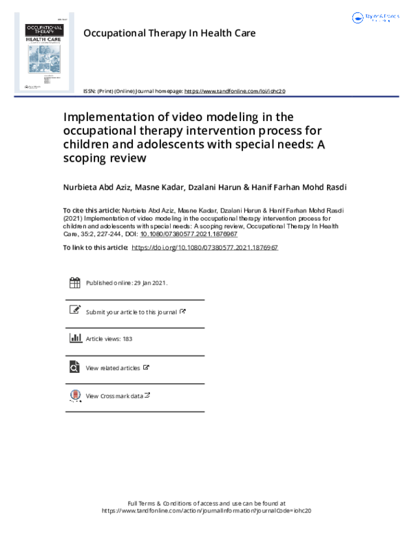 (PDF) Implementation of video modeling in the occupational therapy ...