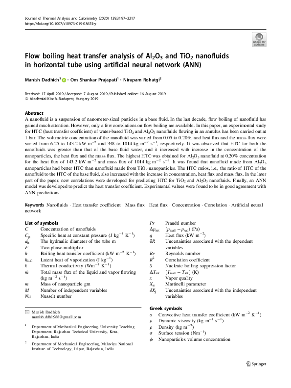 (PDF) Flow boiling heat transfer analysis of Al2O3 and TiO2 nanofluids ...