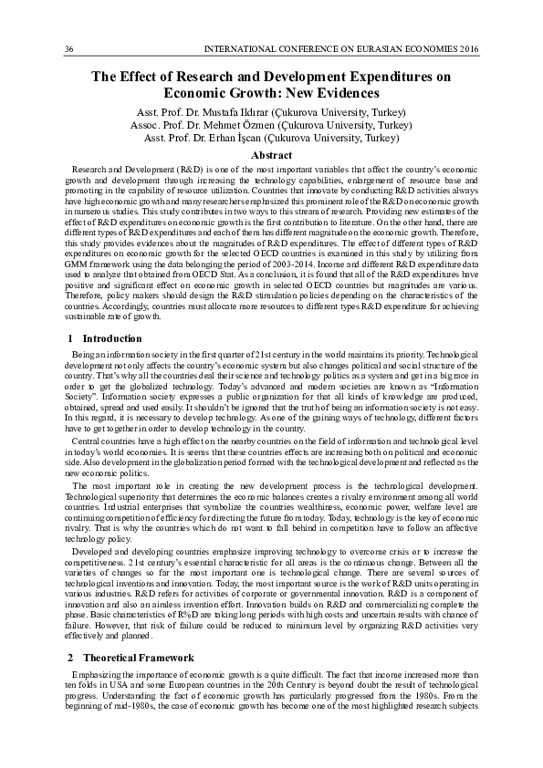 (PDF) The Effect of Research and Development Expenditures on Economic ...