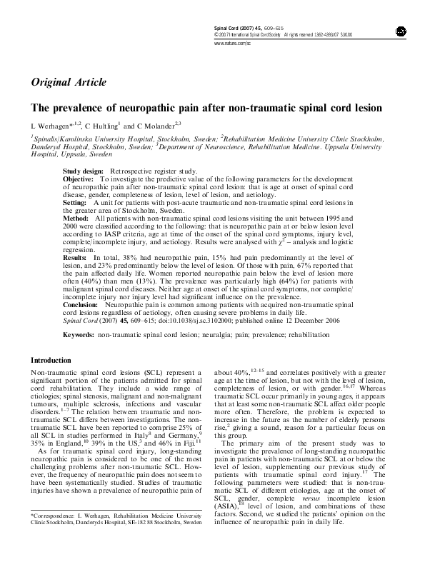 (PDF) The prevalence of neuropathic pain after non-traumatic spinal ...