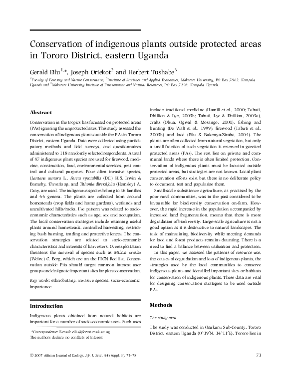 (PDF) Conservation of Indigenous Plants of Socio-economic Importance in ...