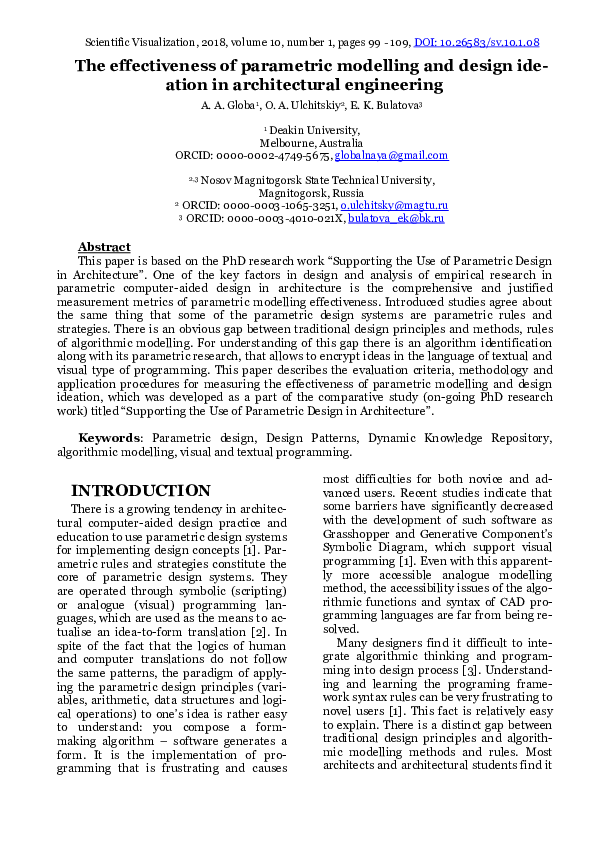 (PDF) The effectiveness of parametric modelling and design ideation in ...