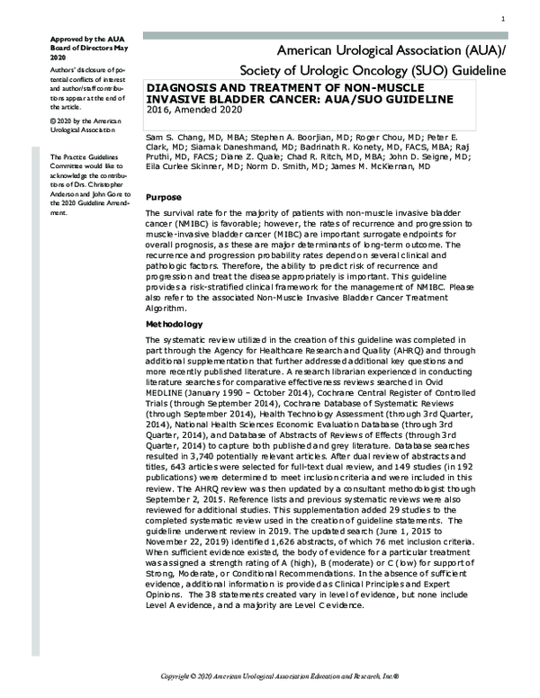 (PDF) Diagnosis and Treatment of Non-Muscle Invasive Bladder Cancer ...