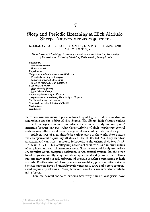 (PDF) Sleep and Periodic Breathing at High Altitude: Sherpa Natives ...