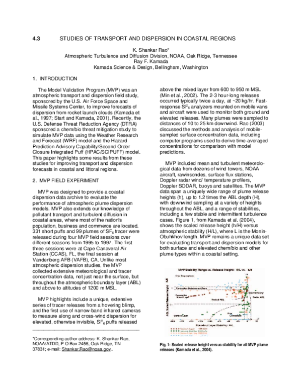 (PDF) Studies of Transport and Dispersion in Coastal Regions