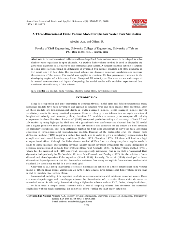 (PDF) A three-dimensional finite volume model for shallow water flow ...