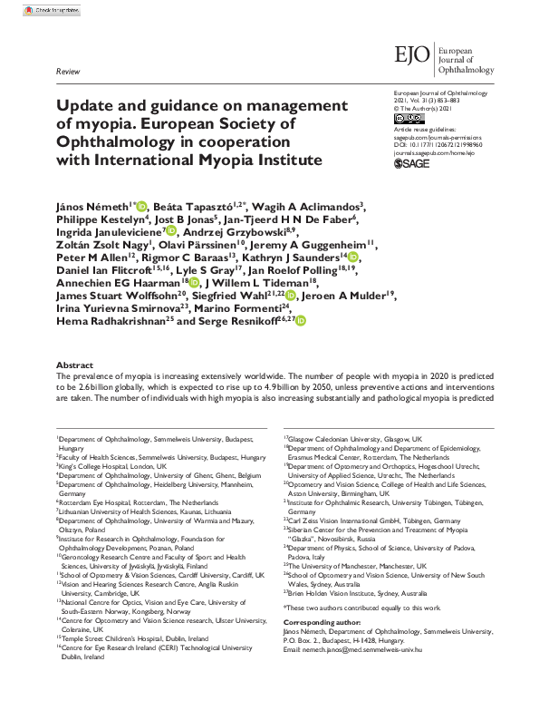 (PDF) Update and guidance on management of myopia. European Society of ...