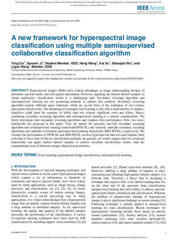 (PDF) A new framework for hyperspectral image classification using ...