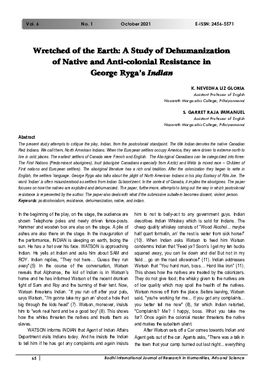 (PDF) Wretched of the Earth: A Study of Dehumanization of Native and ...