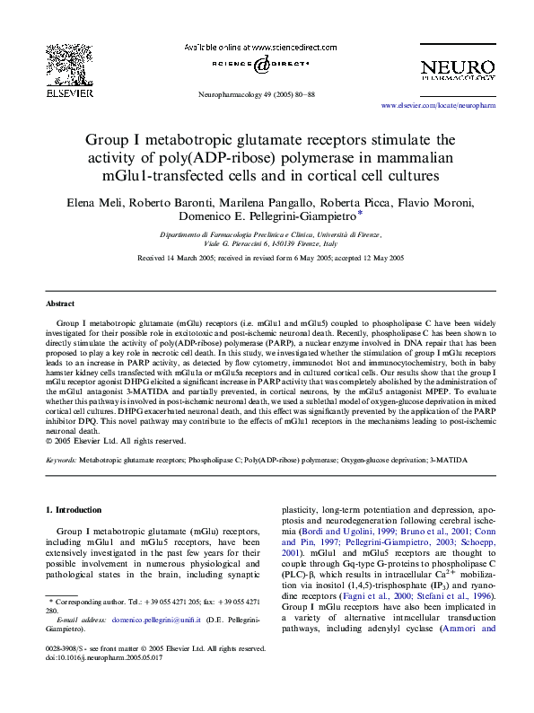 (PDF) Group I metabotropic glutamate receptors stimulate the activity ...