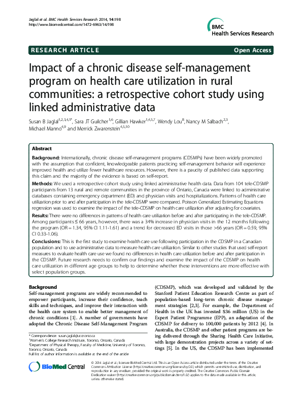 (PDF) Impact of a chronic disease self-management program on health ...