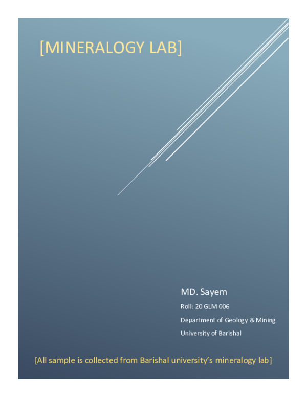 (PDF) Mineralogy lab