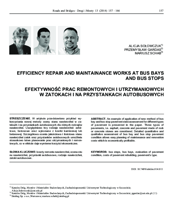 (PDF) Efficiency repair and maintainance works at bus bays and bus stops