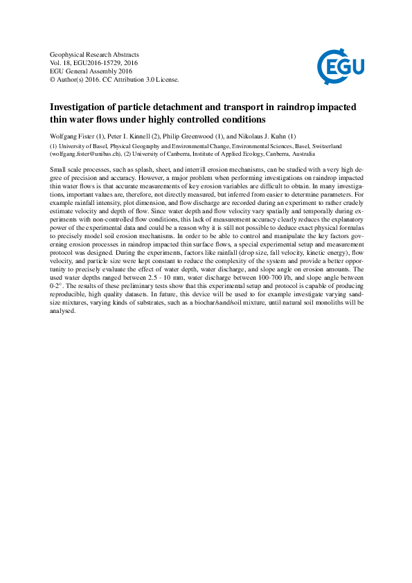 (PDF) Investigation of particle detachment and transport in raindrop ...