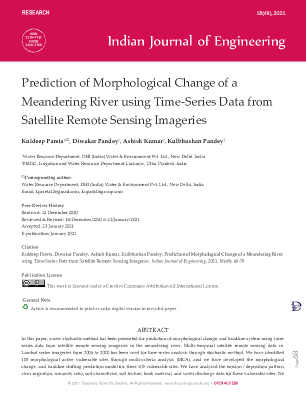(PDF) Prediction of Morphological Change of a Meandering River using ...