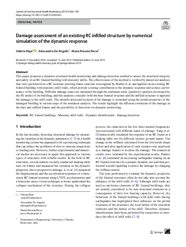 (PDF) Damage assessment of an existing RC infilled structure by ...
