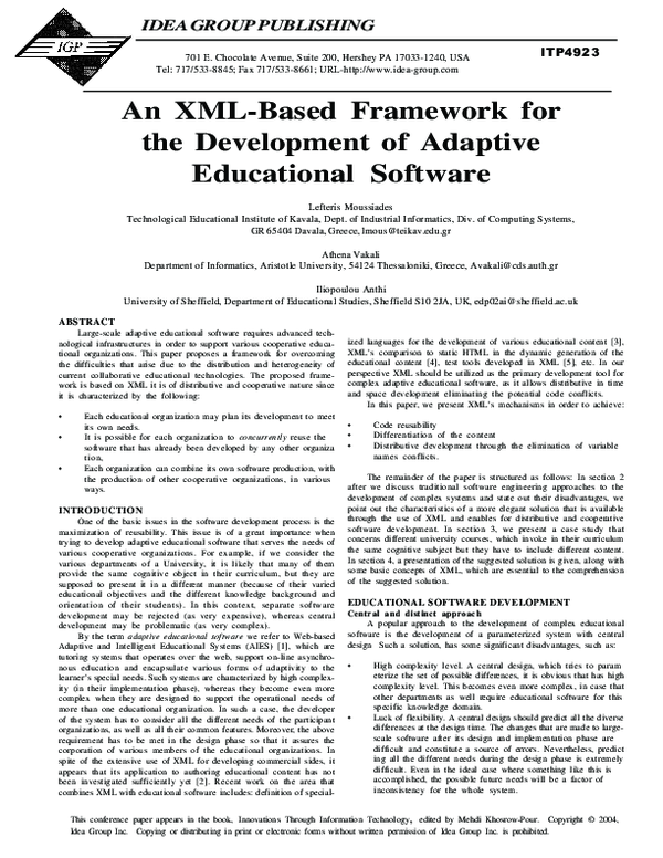 (PDF) An XML-Based Framework for the Development of Adaptive ...