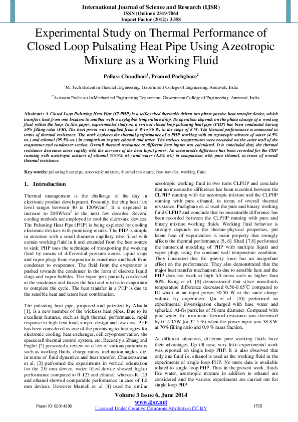 (PDF) Experimental Study on Thermal Performance of Closed Loop ...