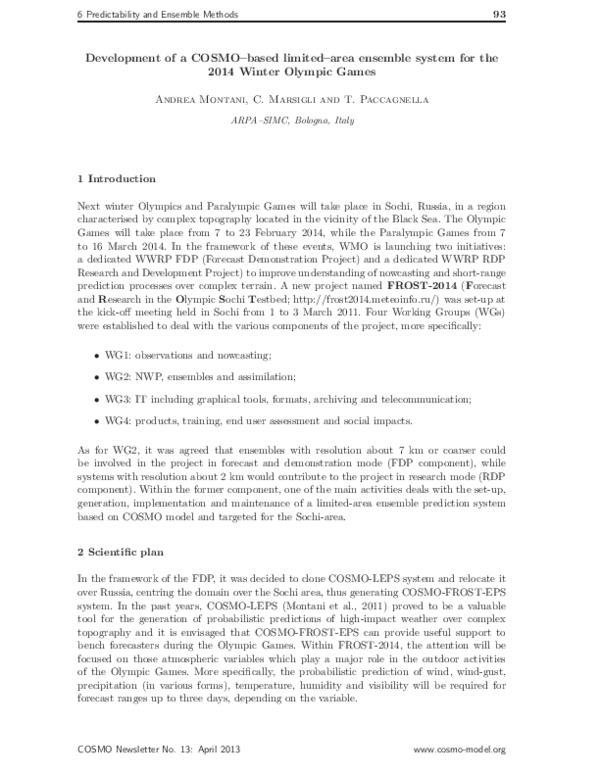 (PDF) Development of a COSMO – based limited – area ensemble system for ...