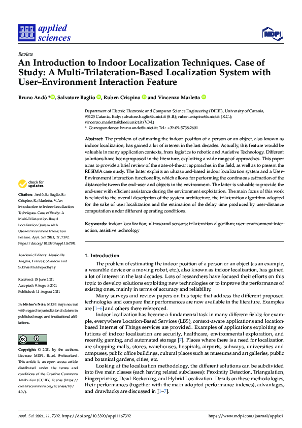 (PDF) An Introduction to Indoor Localization Techniques. Case of Study ...