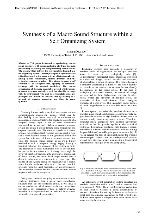 (PDF) Synthesis of a Macro Sound Structure Within a Self-Organizing System