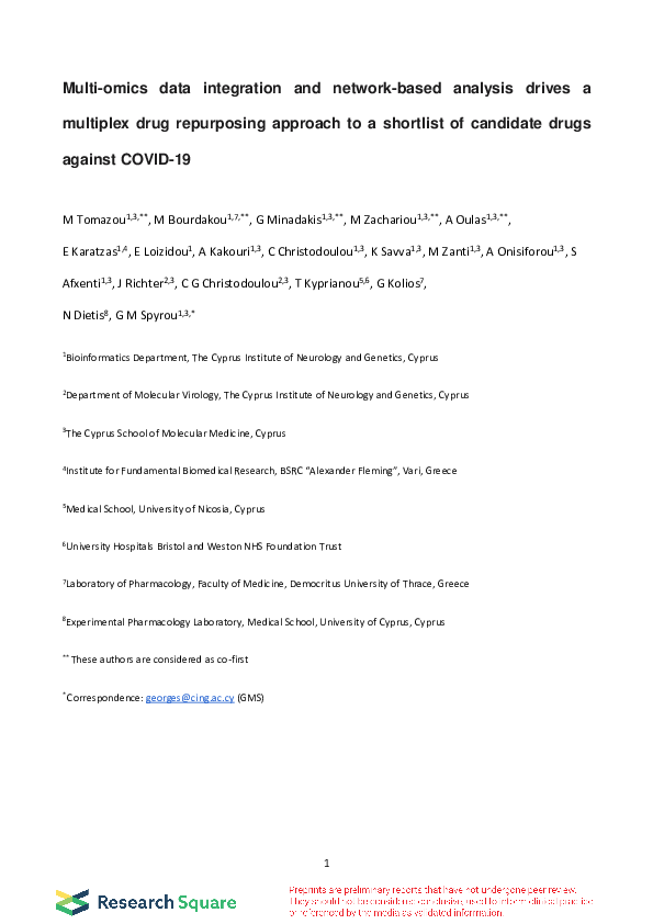 (PDF) Multi-omics data integration and network-based analysis drives a ...