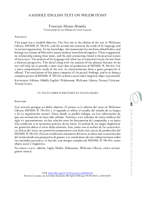 (PDF) A Middle English Text on Phlebotomy