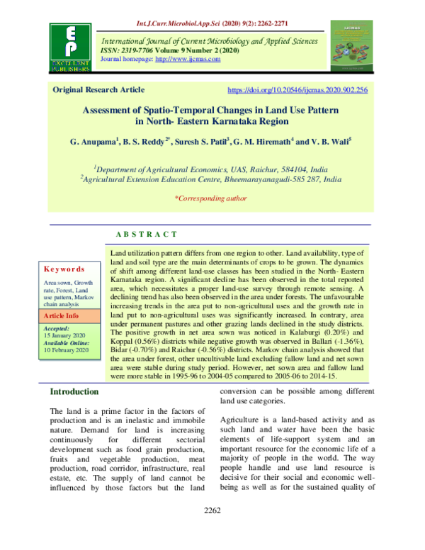 (PDF) Assessment of Spatio-Temporal Changes in Land Use Pattern in ...