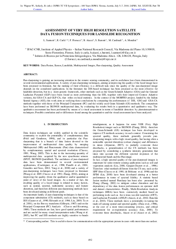 (PDF) Assessment of Very High Resolution Satellite Data Fusion ...