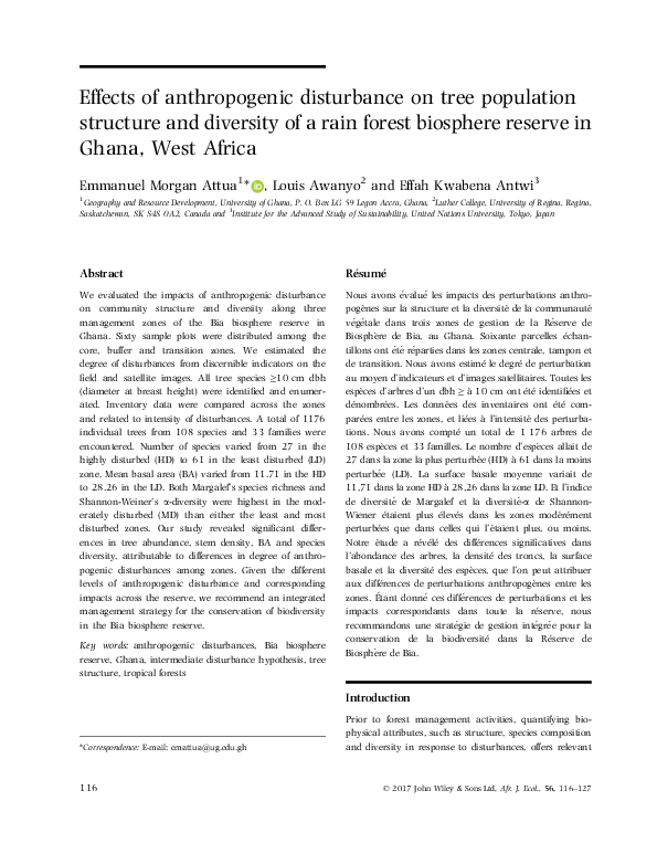 (PDF) Effects of anthropogenic disturbance on tree population structure ...