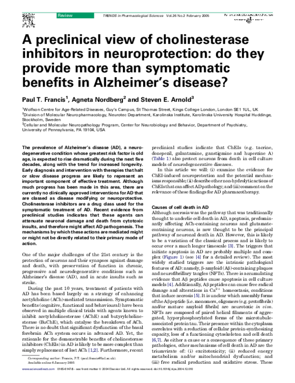 (PDF) A preclinical view of cholinesterase inhibitors in ...