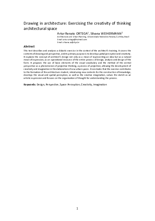(PDF) Drawing in architecture: Exercising the creativity of thinking ...