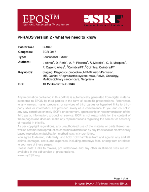 (PDF) PI-RADS version 2 - what we need to know