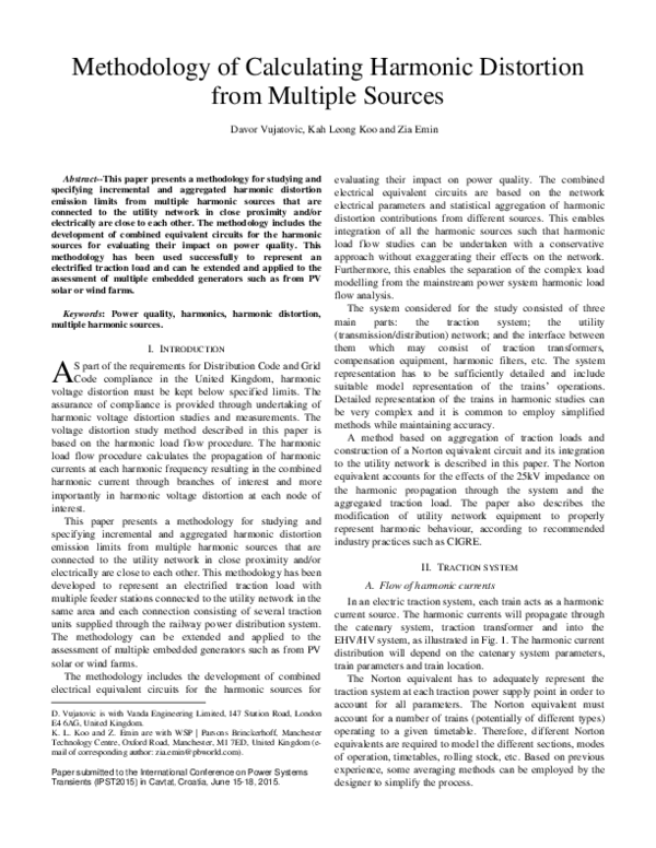 (PDF) Methodology of Calculating Harmonic Distortion from Multiple Sources