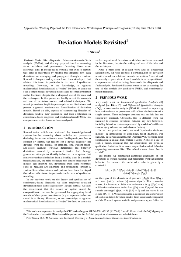 (PDF) Deviation Models Revisited